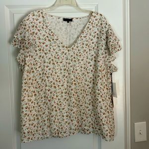 1.State Fully Lined Rosette Blouse